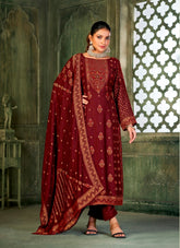 Appealing looking salwar suit in maroon colour